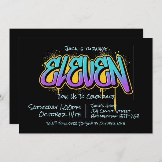 Einladung von Graffiti Eleven (Vorne/Hinten)