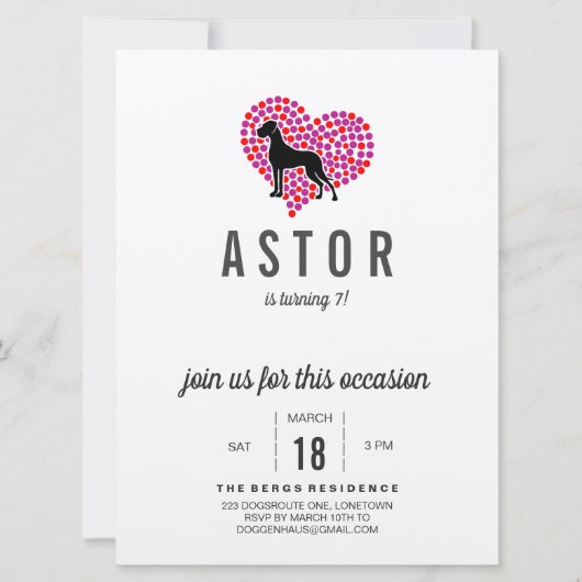 Einladung von Great Dane zum Geburtstag (Vorderseite)