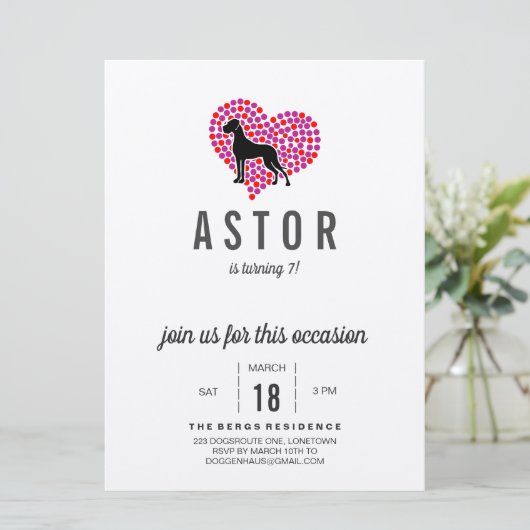 Einladung von Great Dane zum Geburtstag (Stehend Vorderseite)