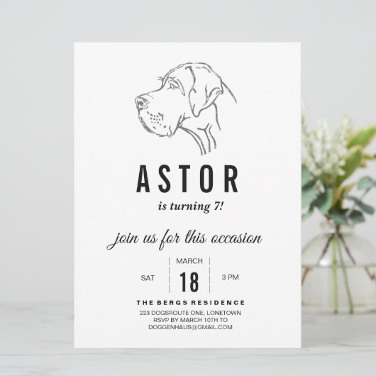 Einladung von Great Dane zum Geburtstag (Stehend Vorderseite)