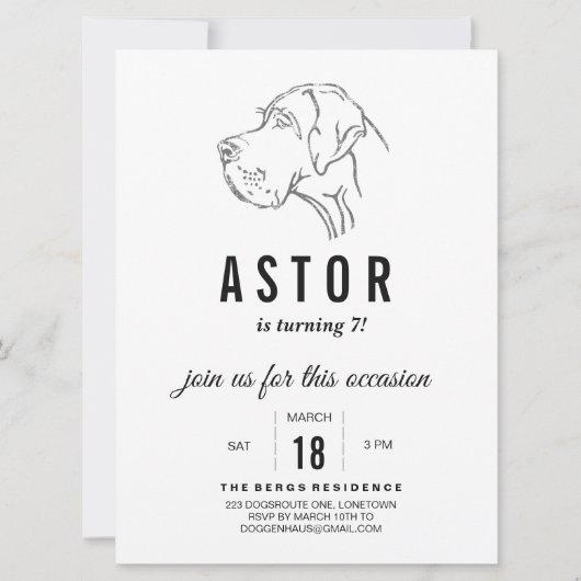 Einladung von Great Dane zum Geburtstag (Vorderseite)