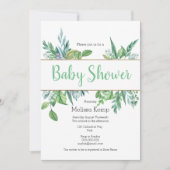 Einladung von Green and Gold Foliage Baby Shower (Vorderseite)