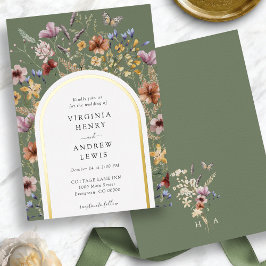 Einladung von Green Boho Arch Hochzeit