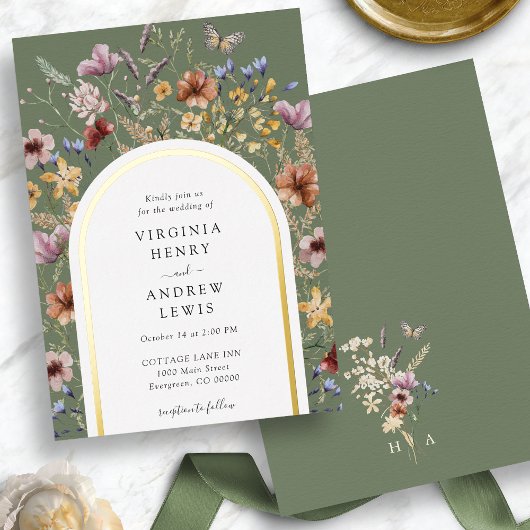Einladung von Green Boho Arch Hochzeit