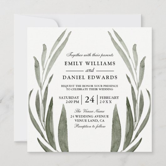 Einladung von Green Leaf Wreath (Vorderseite)