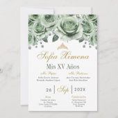 Einladung von Green Quinceanera (Vorderseite)