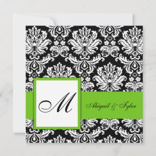Einladung von Green Wedding Monogram Damask