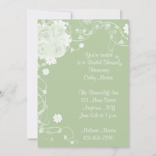 Einladung von Green White Roses (Vorderseite)