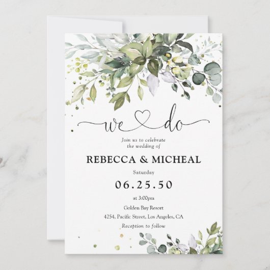 Einladung von Greenery Wedding (Vorderseite)