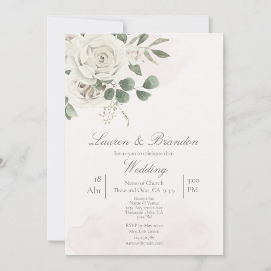 Einladung von Greenery Wedding (Vorderseite)