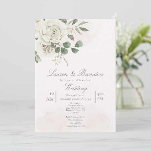 Einladung von Greenery Wedding (Stehend Vorderseite)