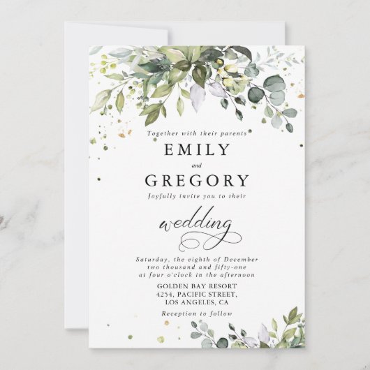Einladung von Greenery Wedding (Vorderseite)
