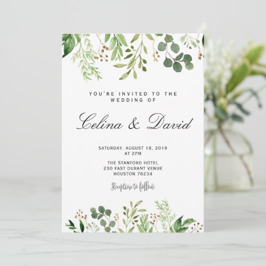 Einladung von Greenery Wedding (Stehend Vorderseite)