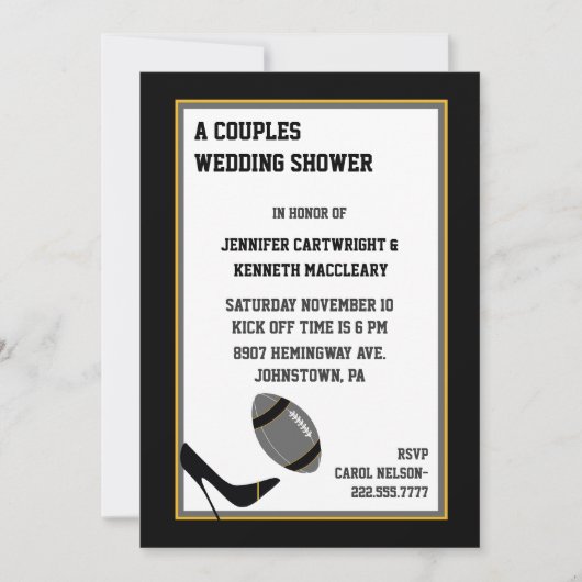 Einladung von Grey & Black Football Polterabend (Vorderseite)