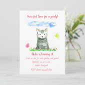 Einladung von Grey Kitten Girl zu dritter Geburtst (Stehend Vorderseite)