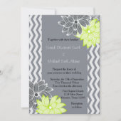 Einladung von Grey Lime Green Zickzack Floral Wedd (Vorderseite)