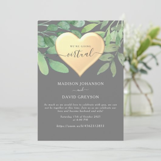 Einladung von Grey Zoom Hochzeit (Stehend Vorderseite)