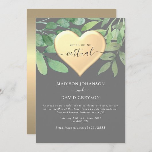 Einladung von Grey Zoom Hochzeit (Vorne/Hinten)