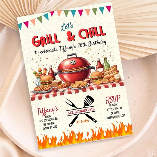 Einladung von Grill und Chill, bearbeitbare Grille