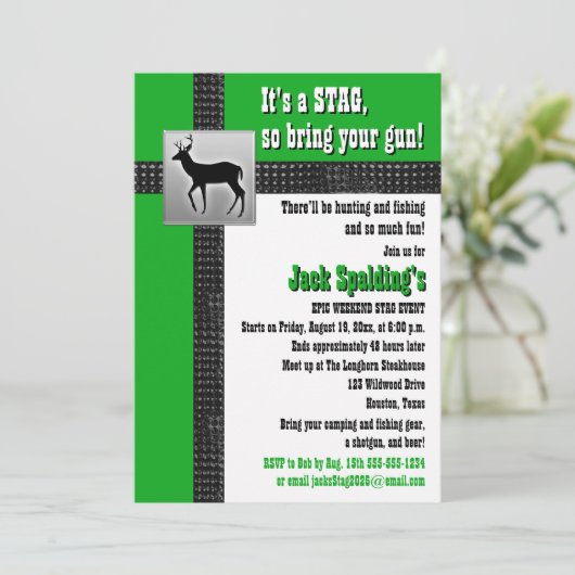 Einladung von Grün, Schwarz und Weiß (Stehend Vorderseite)