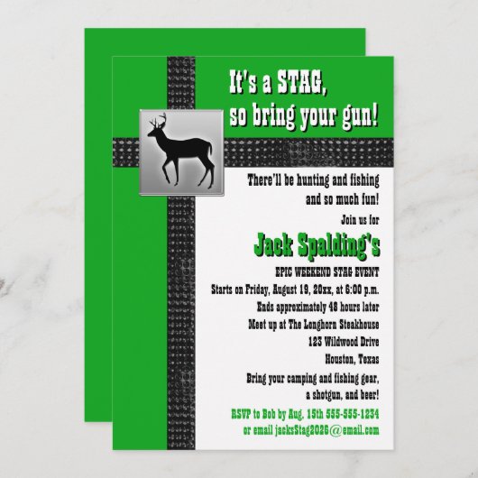 Einladung von Grün, Schwarz und Weiß (Vorne/Hinten)