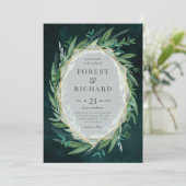 Einladung von grünen geometrischen Vintagen Rahmen (Stehend Vorderseite)