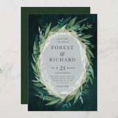 Einladung von grünen geometrischen Vintagen Rahmen (Vorne/Hinten)