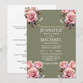 Einladung von grünen Rosen (Vorne/Hinten)