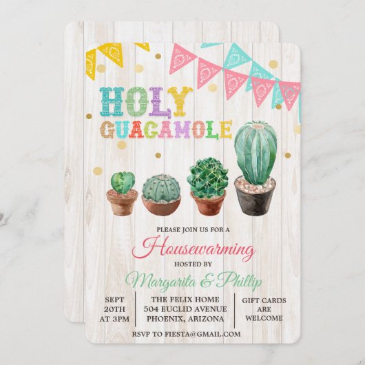 Einladung von Guacamole Cactus Housewarming (Vorne/Hinten)