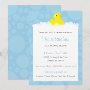 Einladung von Gumber Ducky Baby Dusche - blau