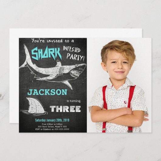 Einladung von Haifischen Foto (Vorne/Hinten)