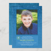 Einladung von Halftone Blue Foto (Vorne/Hinten)