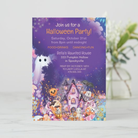 EINLADUNG VON Halloween-Party (Stehend Vorderseite)