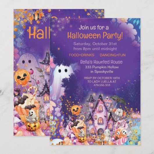 EINLADUNG VON Halloween-Party (Vorne/Hinten)