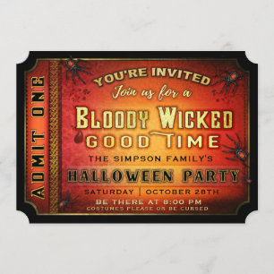 Einladung von Halloween-Party Bloody Wicked Ticket