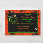 Einladung von Halloween-Party - grüne Hexe (Rückseite)