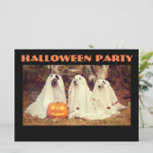 EINLADUNG VON Halloween-Party, HUNDE ALS GHOSTEN (Stehend Vorderseite)