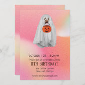 Einladung von Halloween-Party mit Ghost Dog (Vorne/Hinten)
