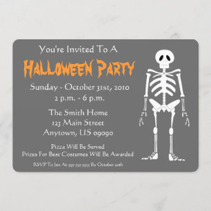 Einladung von Halloween-Party (Skelettgrau)