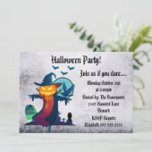 Einladung von Halloween-Party Spuk Scarecrow (Stehend Vorderseite)