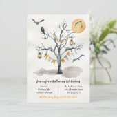 Einladung von Halloween-Party Tree (Stehend Vorderseite)