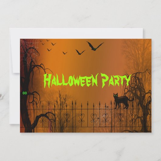Einladung von Halloween-Party- und Schwarzkatzen (Vorderseite)