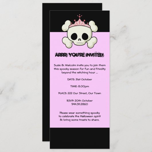 Einladung von Halloween Pirate Princess (Vorne/Hinten)