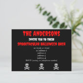 Einladung von Halloween Skull and Bones (Stehend Vorderseite)