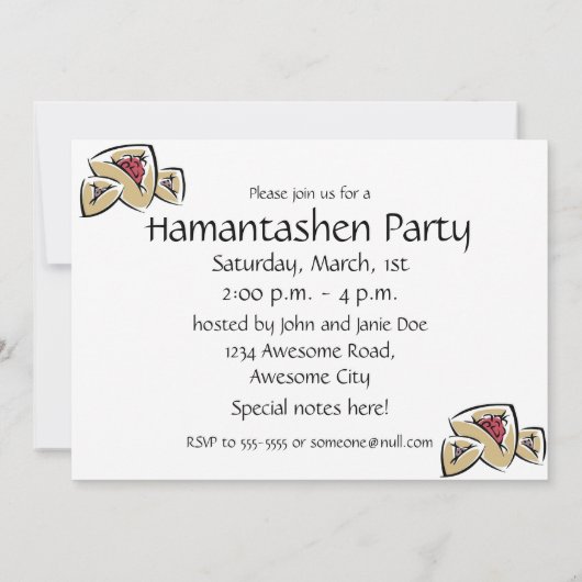 Einladung von Hamantashen (Rückseite)