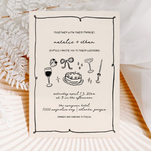 Einladung von Hand gezeichnete Hochzeit