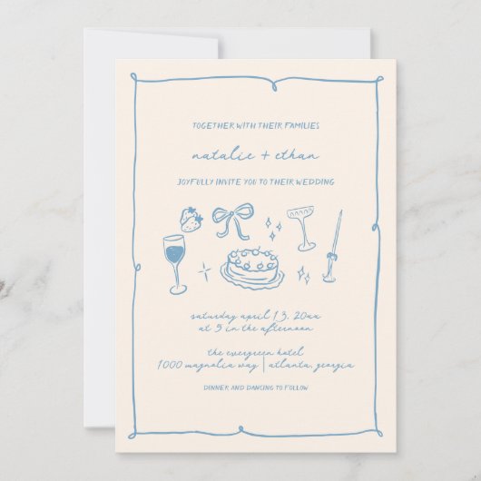 Einladung von Hand gezeichnete Hochzeit (Vorderseite)