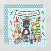 Einladung von Haustieren zum Geburtstag (Vorne/Hinten)