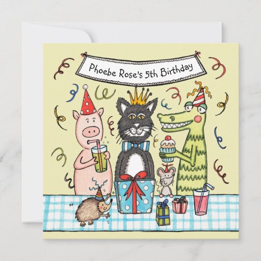 Einladung von Haustieren zum Geburtstag (Vorderseite)