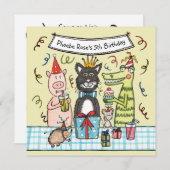 Einladung von Haustieren zum Geburtstag (Vorne/Hinten)